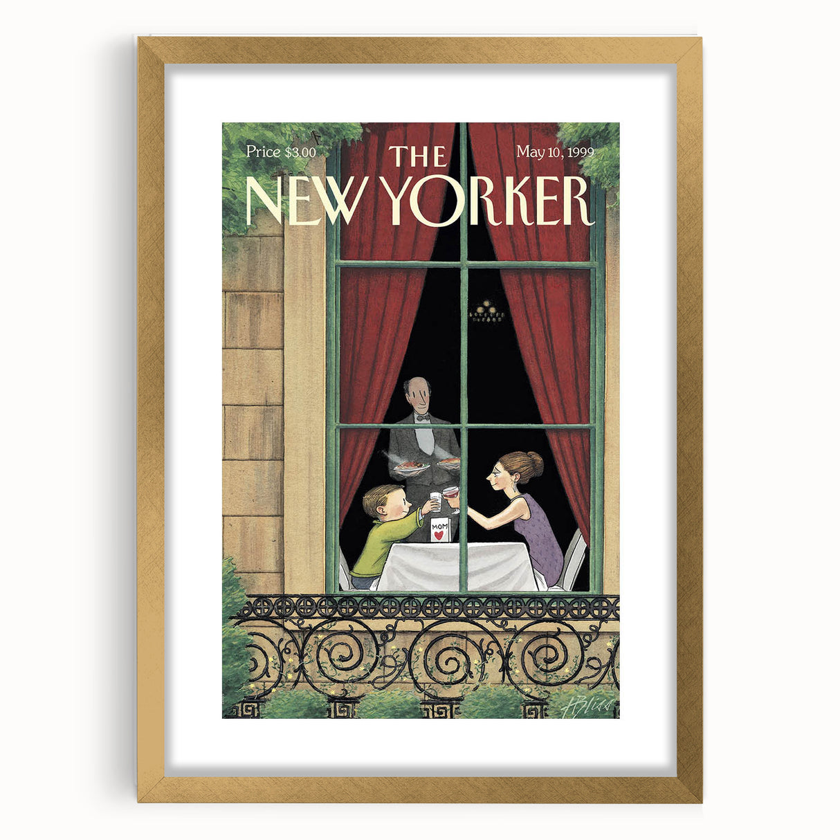 Vintage New Yorker Poster - Beach Scene with Seagulls Art Print