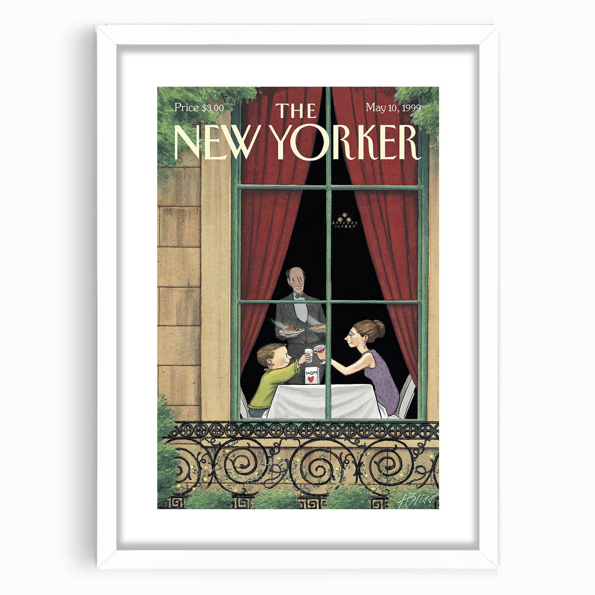 Vintage New Yorker Poster - Beach Scene with Seagulls Art Print