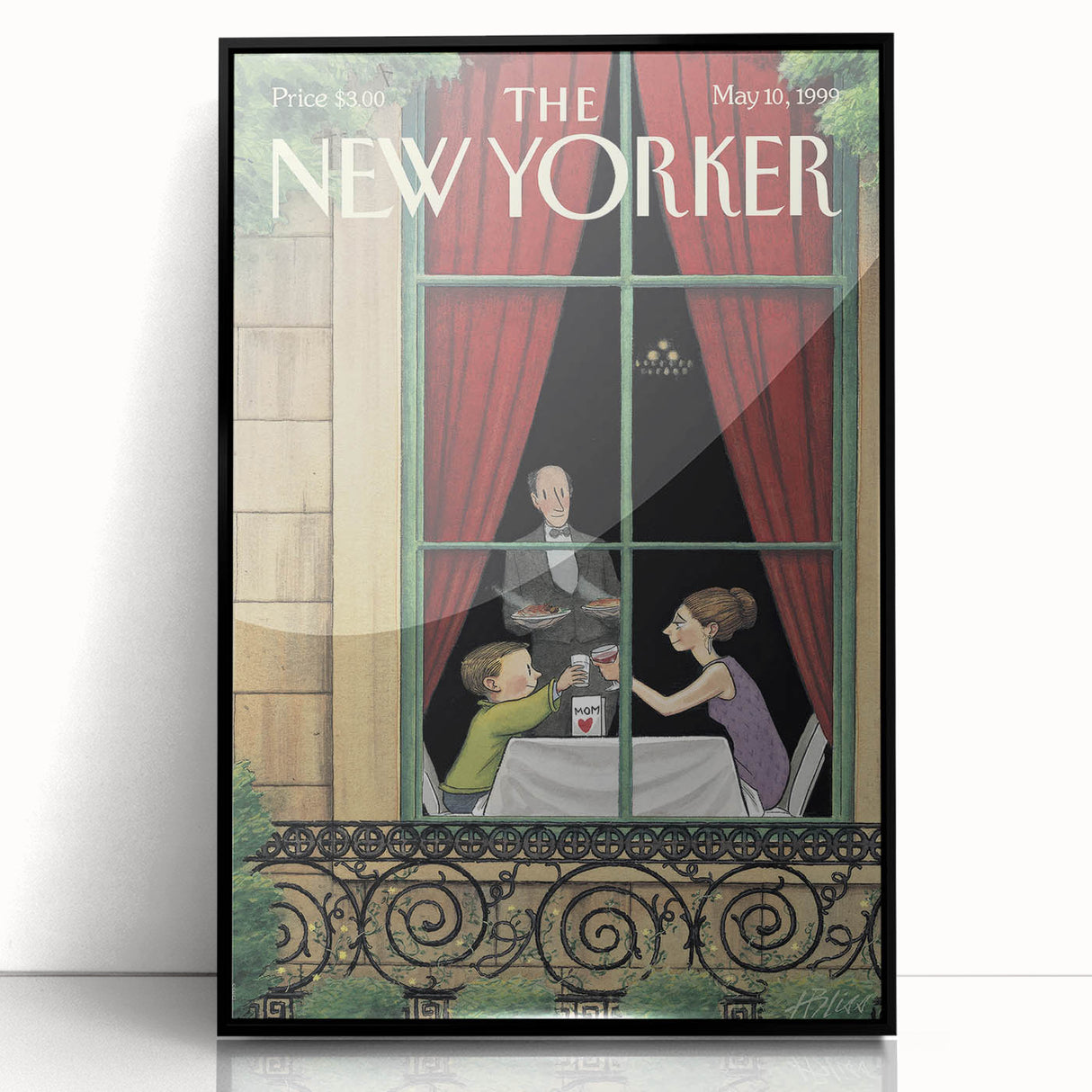 Vintage New Yorker Poster - Beach Scene with Seagulls Art Print