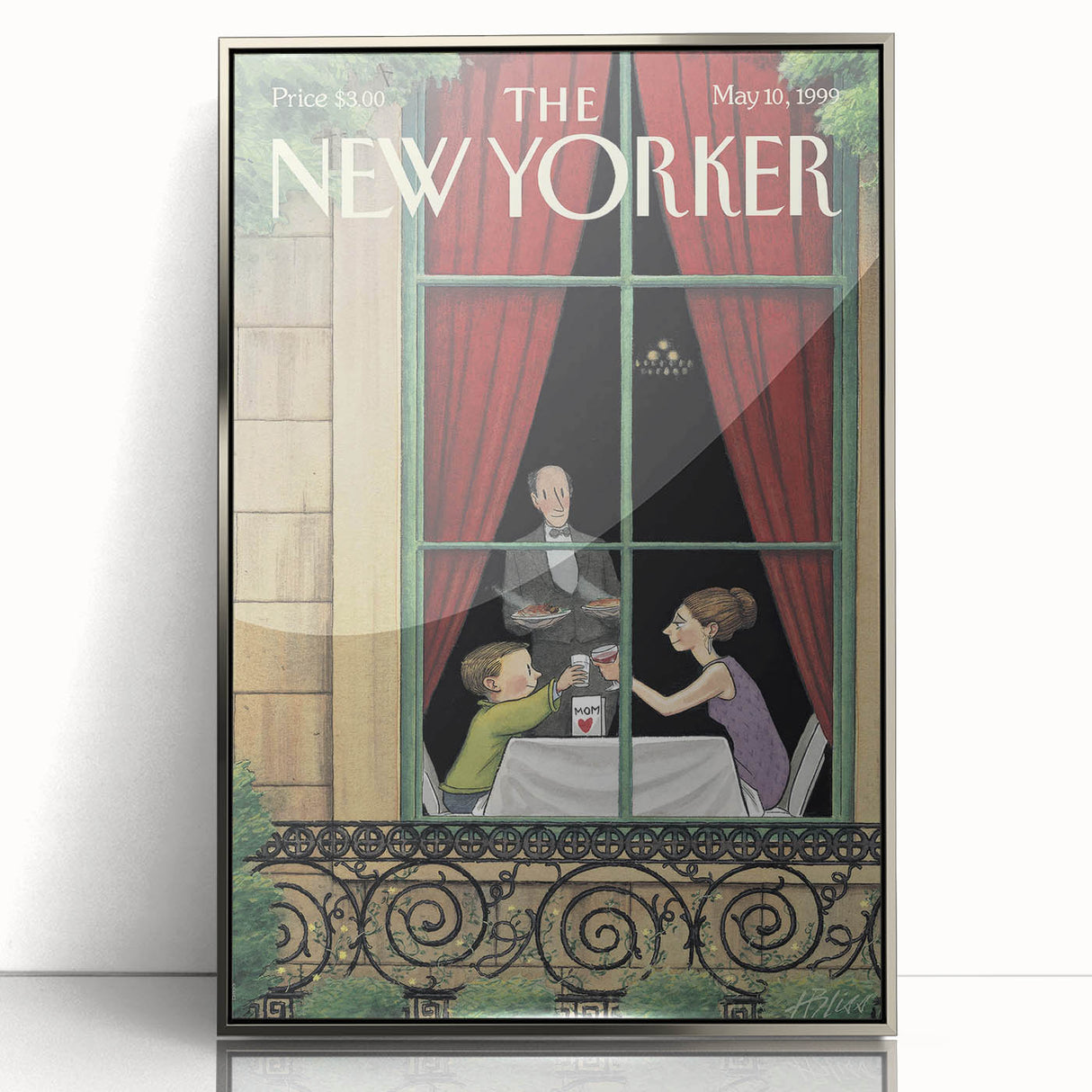 Vintage New Yorker Poster - Beach Scene with Seagulls Art Print
