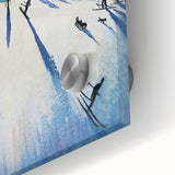 Vintage New Yorker Poster - Skiers on Snowy Hillside Art Print