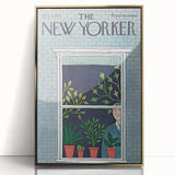 Vintage New Yorker Poster - Window with Plants Art Print