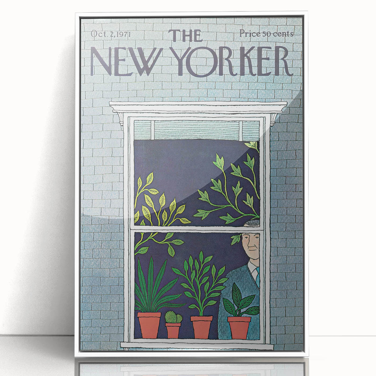 Vintage New Yorker Poster - Window with Plants Art Print