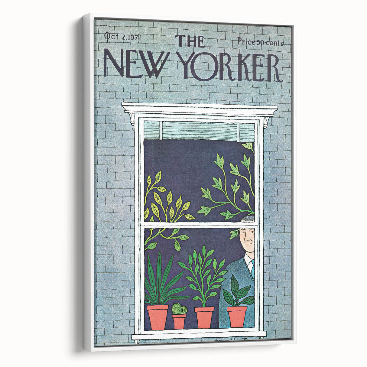 Vintage New Yorker Poster - Window with Plants Art Print