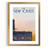 Vintage New Yorker Poster - Rooftop Gathering at Sunset Art Print