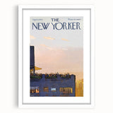 Vintage New Yorker Poster - Rooftop Gathering at Sunset Art Print