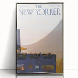 Vintage New Yorker Poster - Rooftop Gathering at Sunset Art Print