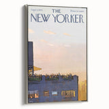 Vintage New Yorker Poster - Rooftop Gathering at Sunset Art Print