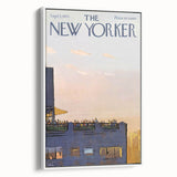 Vintage New Yorker Poster - Rooftop Gathering at Sunset Art Print