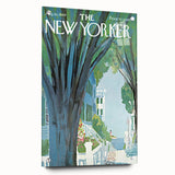 Vintage New Yorker Poster - Tree-Lined Street with Houses Art Print