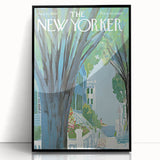 Vintage New Yorker Poster - Tree-Lined Street with Houses Art Print