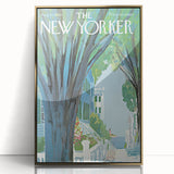 Vintage New Yorker Poster - Tree-Lined Street with Houses Art Print