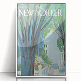 Vintage New Yorker Poster - Tree-Lined Street with Houses Art Print