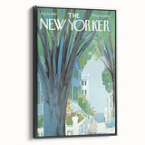 Vintage New Yorker Poster - Tree-Lined Street with Houses Art Print