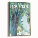 Vintage New Yorker Poster - Tree-Lined Street with Houses Art Print