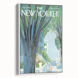Vintage New Yorker Poster - Tree-Lined Street with Houses Art Print