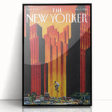Vintage New Yorker Poster - Skateboarder in City Streets Art Print