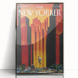 Vintage New Yorker Poster - Skateboarder in City Streets Art Print