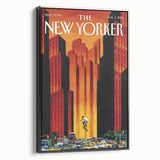 Vintage New Yorker Poster - Skateboarder in City Streets Art Print