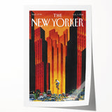 Vintage New Yorker Poster - Skateboarder in City Streets Art Print