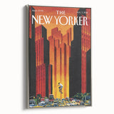 Vintage New Yorker Poster - Skateboarder in City Streets Art Print