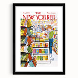 Vintage New Yorker Poster - Bookstore Scene Wall Art Print