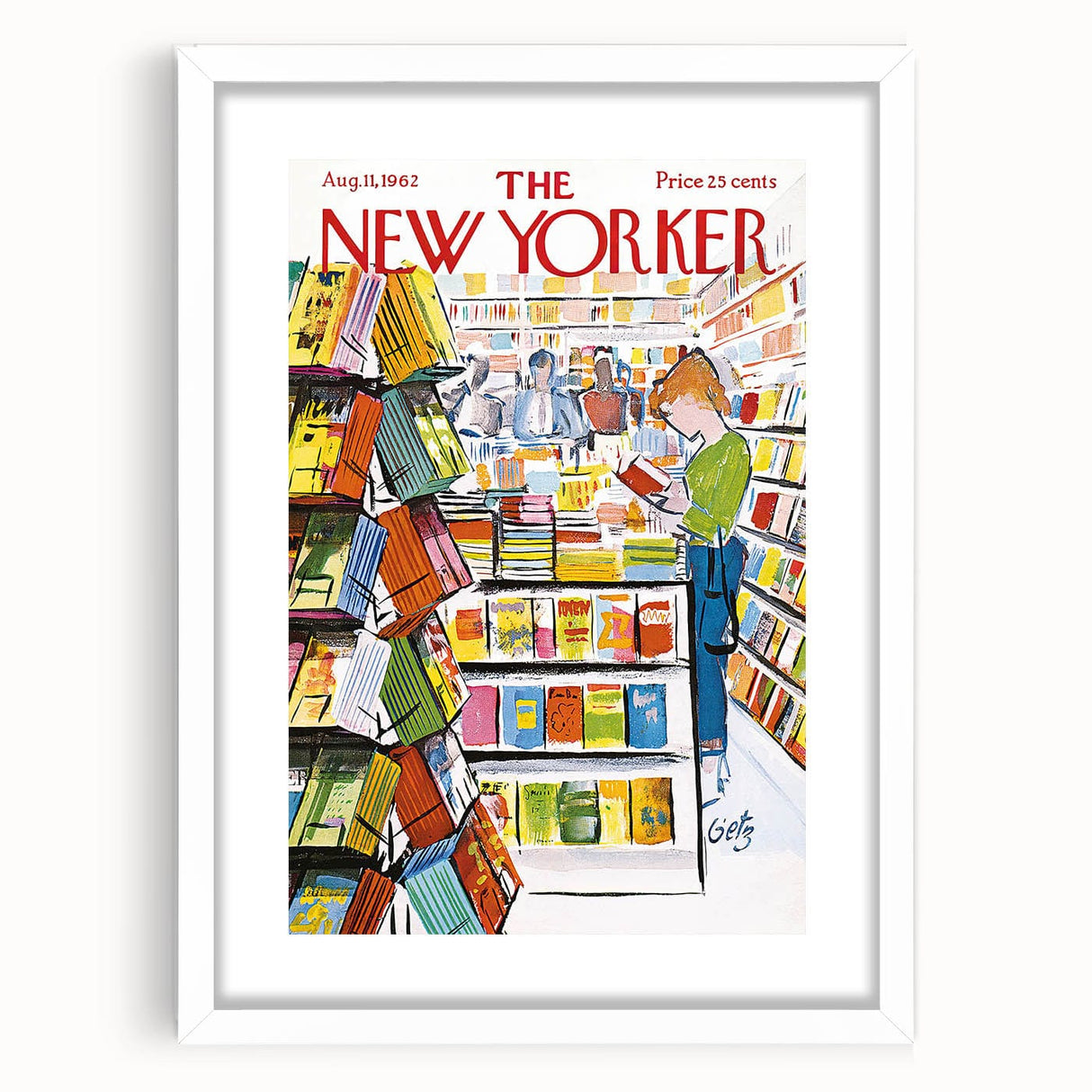 Vintage New Yorker Poster - Bookstore Scene Wall Art Print