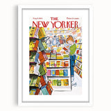 Vintage New Yorker Poster - Bookstore Scene Wall Art Print
