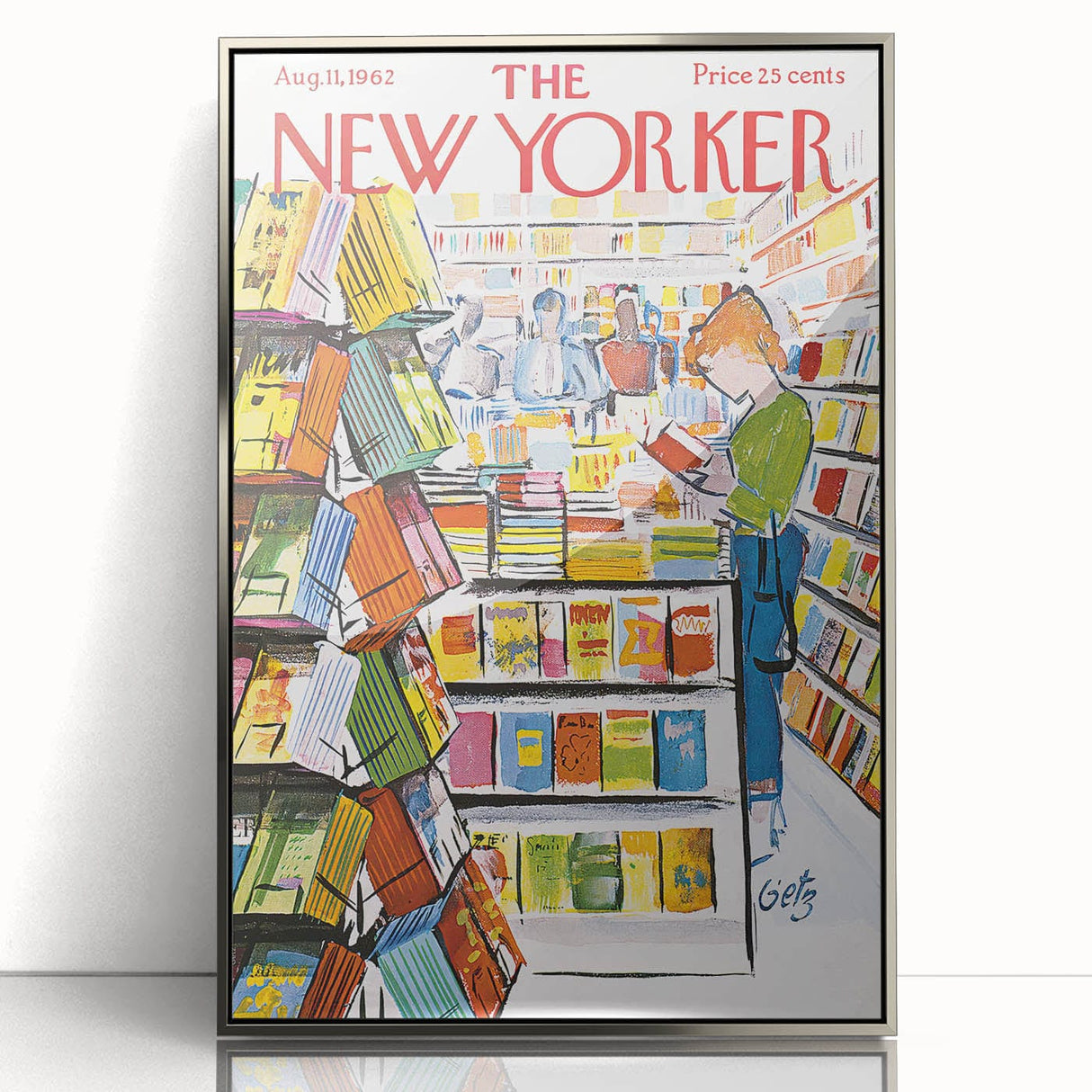 Vintage New Yorker Poster - Bookstore Scene Wall Art Print