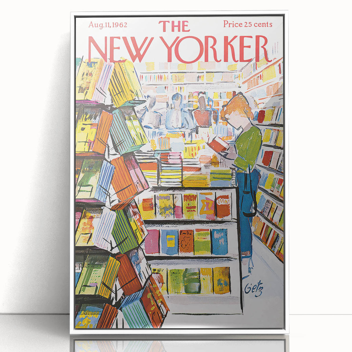 Vintage New Yorker Poster - Bookstore Scene Wall Art Print