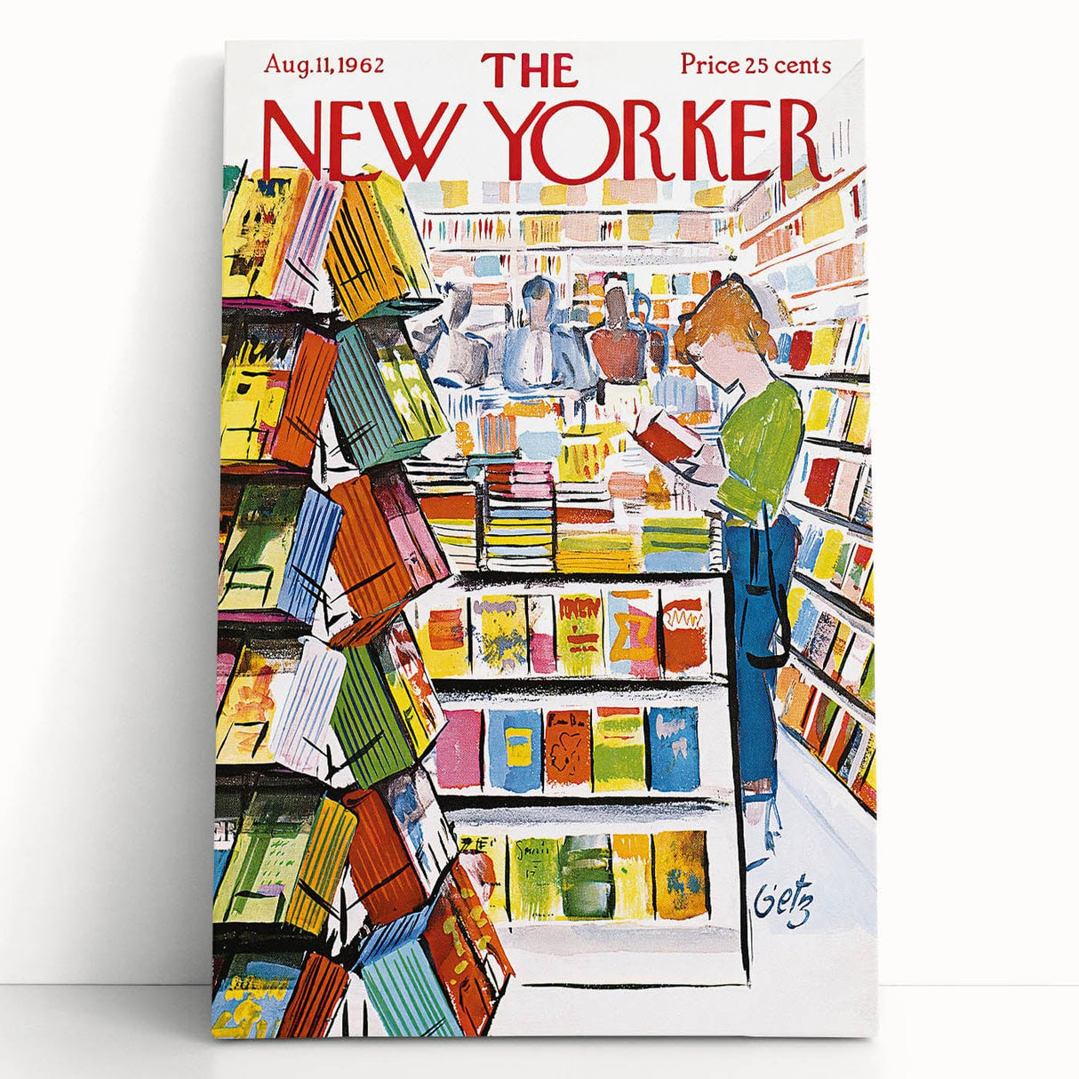Vintage New Yorker Poster - Bookstore Scene Wall Art Print
