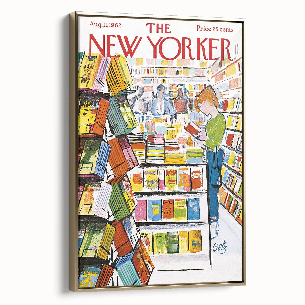 Vintage New Yorker Poster - Bookstore Scene Wall Art Print