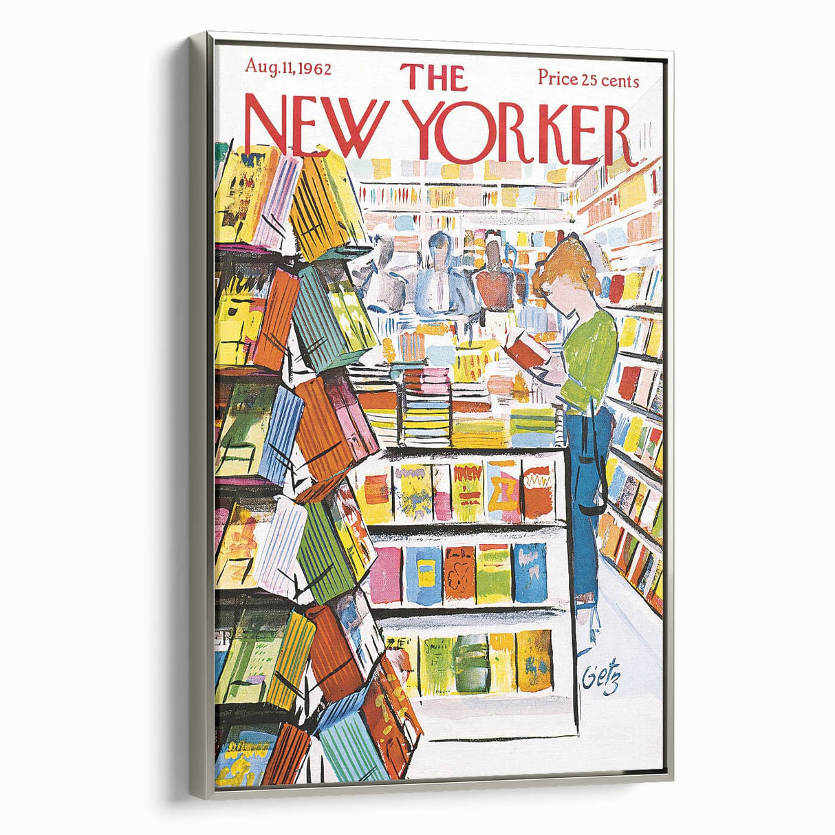 Vintage New Yorker Poster - Bookstore Scene Wall Art Print