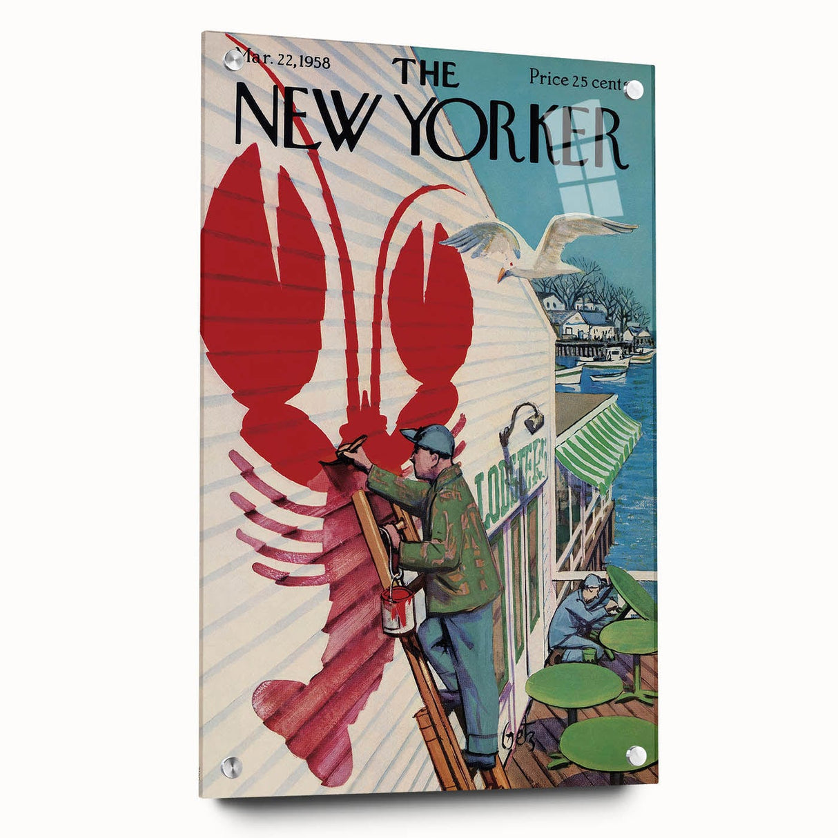 Vintage New Yorker Poster - Lobster Sign Wall Art Print