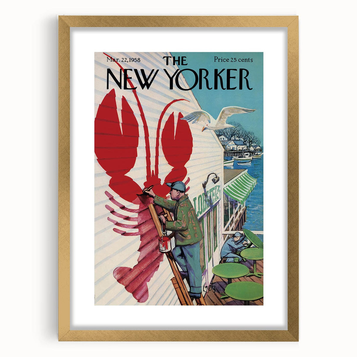 Vintage New Yorker Poster - Lobster Sign Wall Art Print