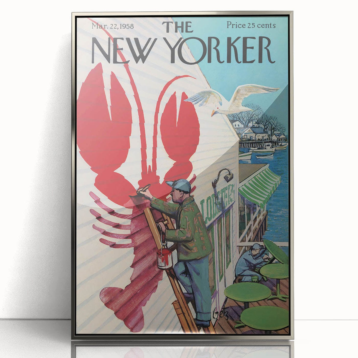 Vintage New Yorker Poster - Lobster Sign Wall Art Print