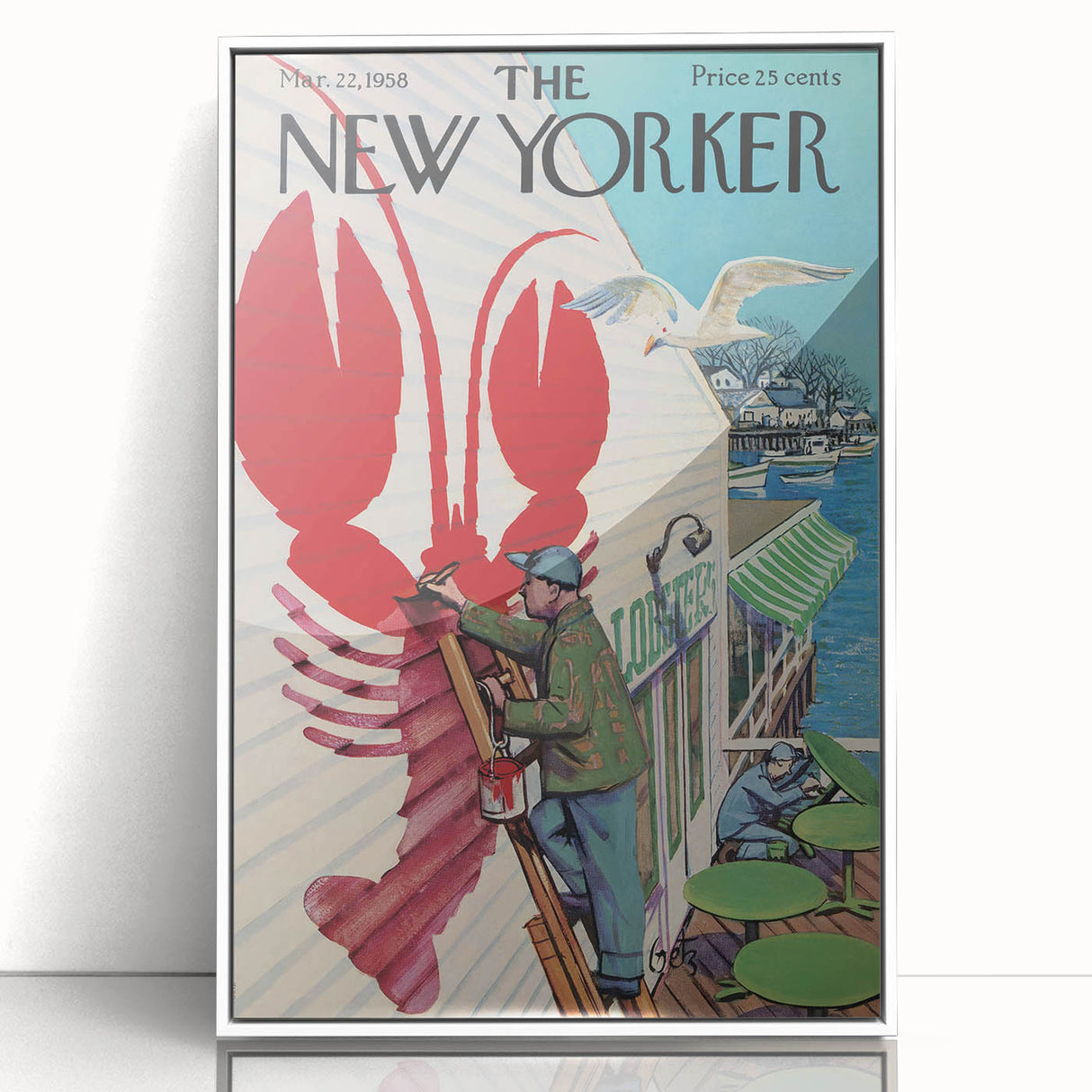 Vintage New Yorker Poster - Lobster Sign Wall Art Print