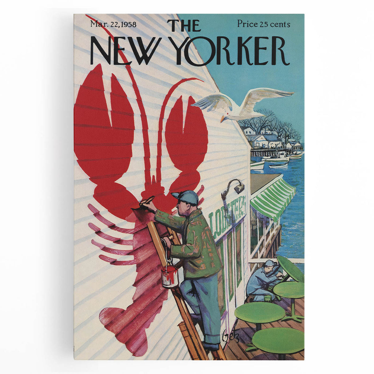 Vintage New Yorker Poster - Lobster Sign Wall Art Print