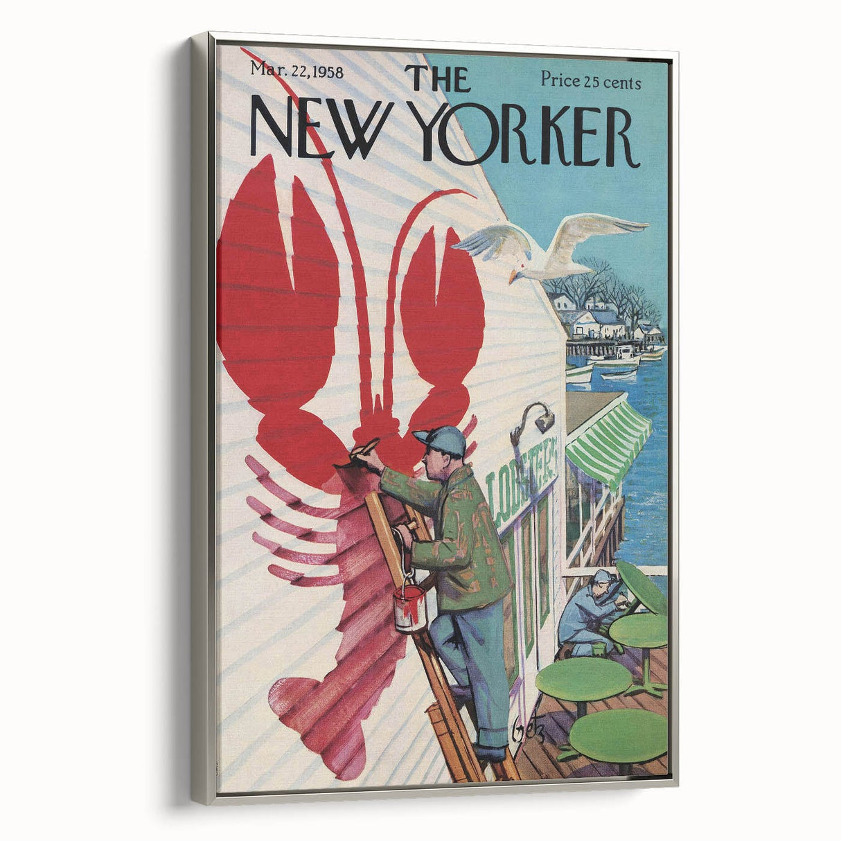 Vintage New Yorker Poster - Lobster Sign Wall Art Print