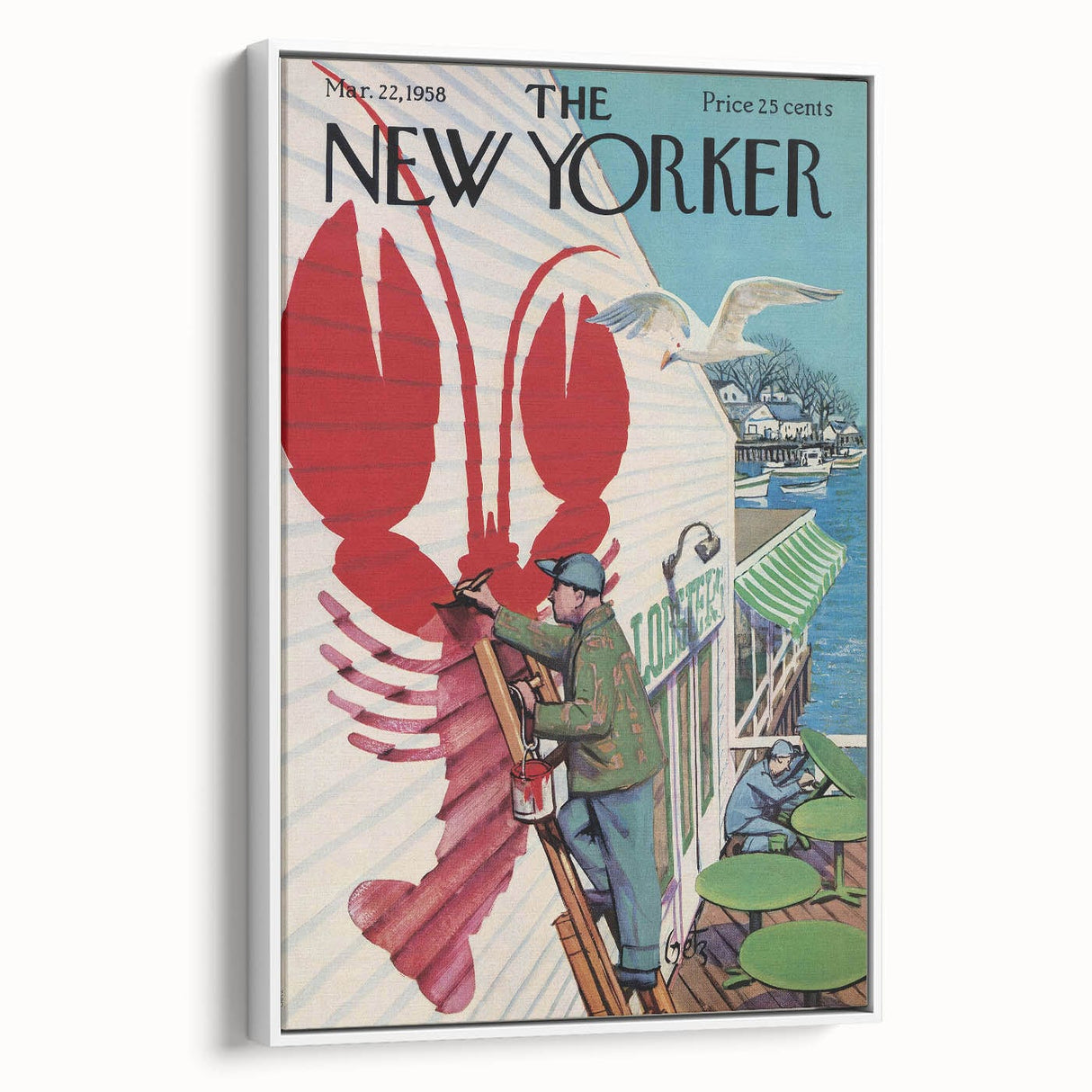 Vintage New Yorker Poster - Lobster Sign Wall Art Print