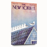 Vintage New Yorker Poster - Seagulls on Roof Wall Art Print