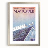 Vintage New Yorker Poster - Seagulls on Roof Wall Art Print