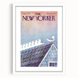 Vintage New Yorker Poster - Seagulls on Roof Wall Art Print