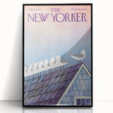 Vintage New Yorker Poster - Seagulls on Roof Wall Art Print