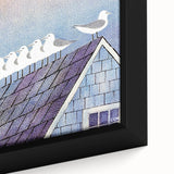 Vintage New Yorker Poster - Seagulls on Roof Wall Art Print