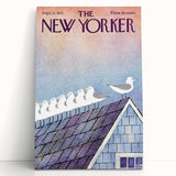 Vintage New Yorker Poster - Seagulls on Roof Wall Art Print