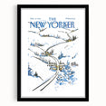 Vintage New Yorker Poster - Snowy Village Scene Wall Art Print