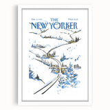 Vintage New Yorker Poster - Snowy Village Scene Wall Art Print