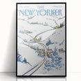 Vintage New Yorker Poster - Snowy Village Scene Wall Art Print