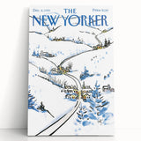 Vintage New Yorker Poster - Snowy Village Scene Wall Art Print